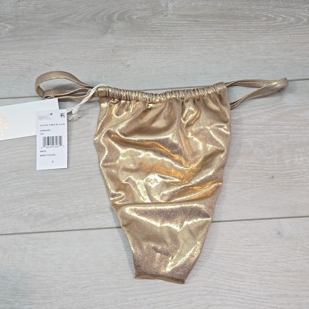NWT Good American Mink Foil Metallic Swim bottom sz 3/L - Picture 6 of 8